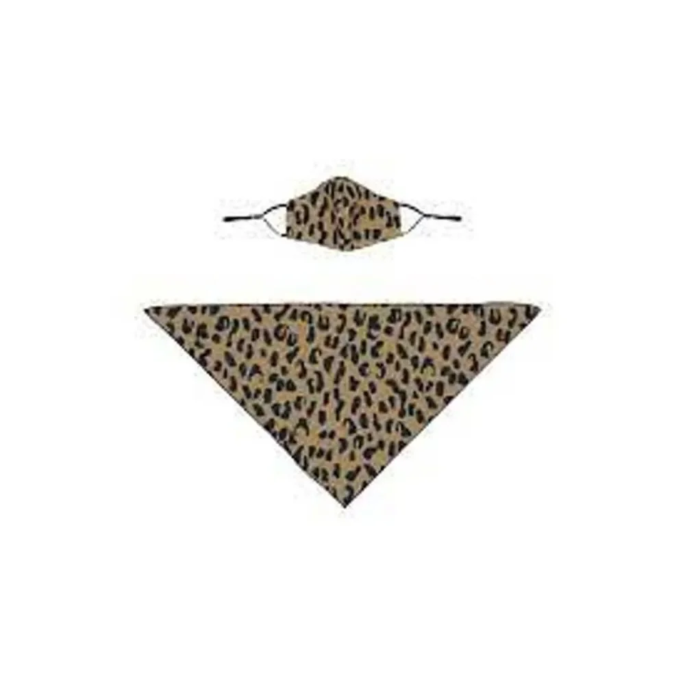 MYTAGALONGS PET Abstract Leopard Face Mask & PET Bandana Set In Multi